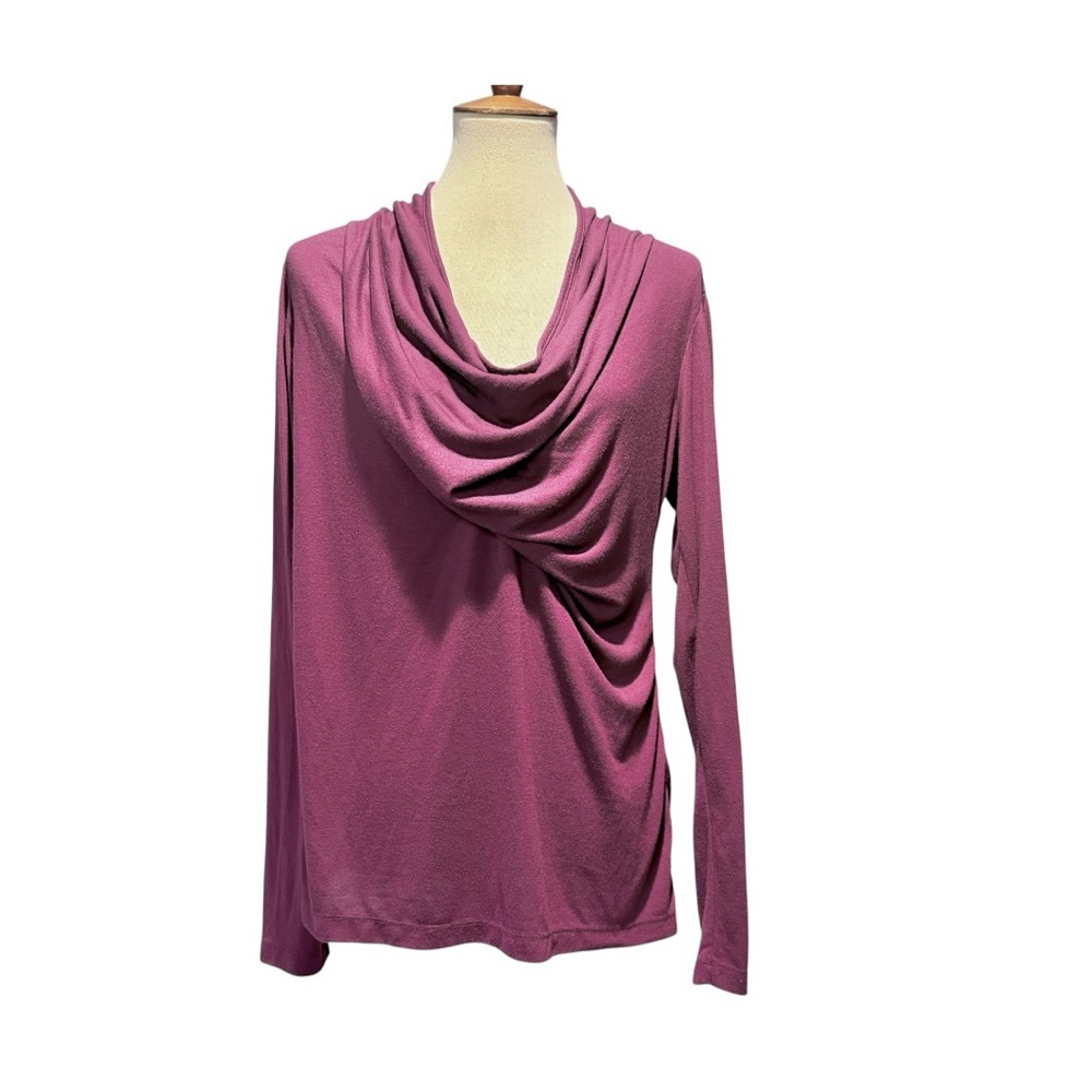 Spiegel Draped Magenta Asymmetrical Top - Long Sleeved -Size XL